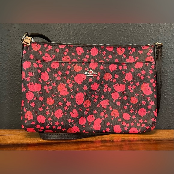 Hot pink and Navy floral Coach crossbody
